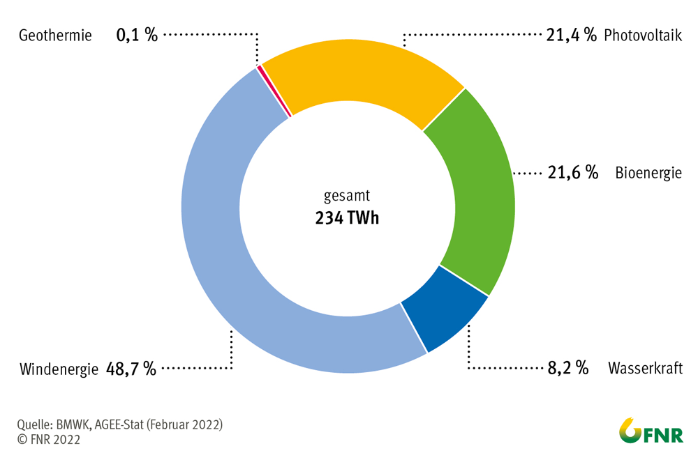 Stromerzeugung aus erneuerbaren Energien 2021